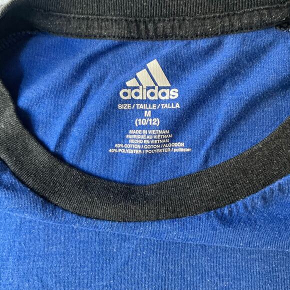 Adidas Big Kid’s Short Sleeve Crewneck T-shirt size M (10/12), Blue & Gray - Picture 5 of 6